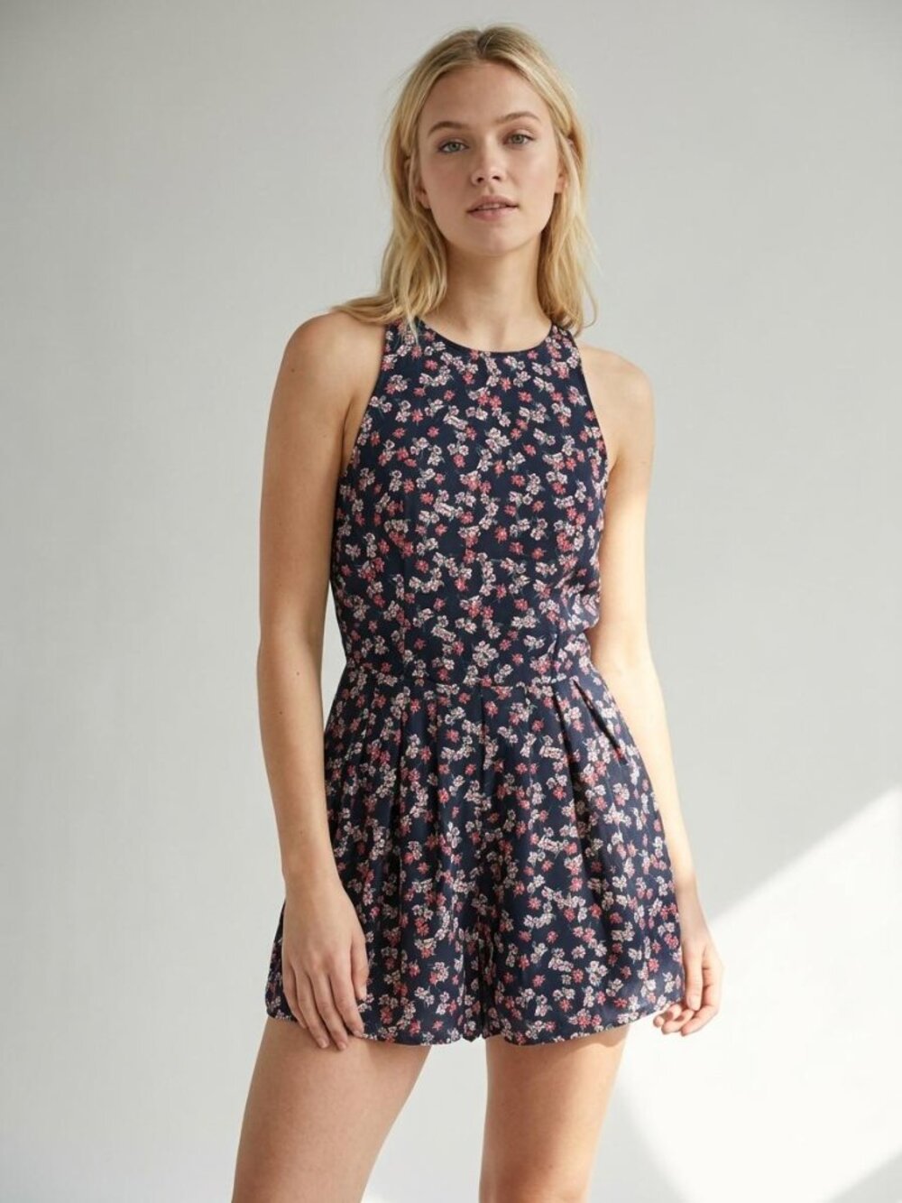 Zara Floral High-Neck Sleeveless Romper